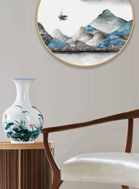 景德镇陶瓷器新中式家居客厅装饰品水培插花瓶电视柜摆件玄关摆设