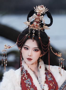 清月鹿鸣战国袍发冠汉服婚嫁发饰