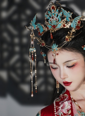 清月鹿鸣鹊凤云仙古风婚嫁凤冠