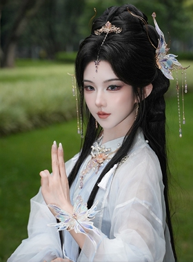 清月鹿鸣星澜蝶梦发簪发冠头饰