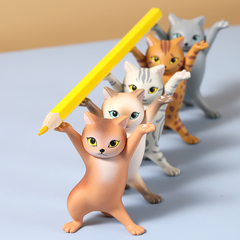 日本正版QUALIA 第2弹 妖娆猫咪笔架猫猫扭蛋桌面摆件手办支架猫 - 图3