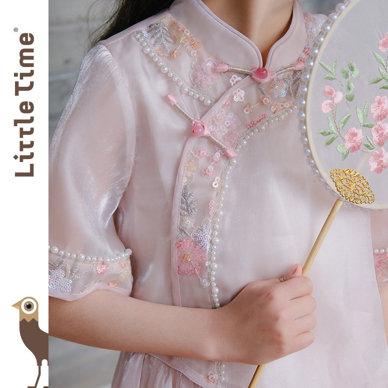 littletime女童中国风汉服套装裙2024新款夏装小女孩新中式两件套 - 图2