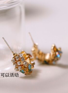 【碎闪金咖】美拉德风复古高级感超闪耳钉耳夹蚊香盘无耳洞