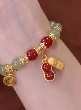 抖音爆款好事花生仿玉花生手链女生isn小众设计2022新款首饰