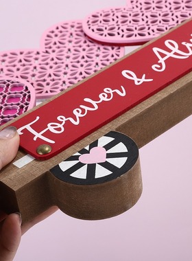 情人节木质工艺品爱心小车派对装饰摆件桌面橱窗布置礼物饰品