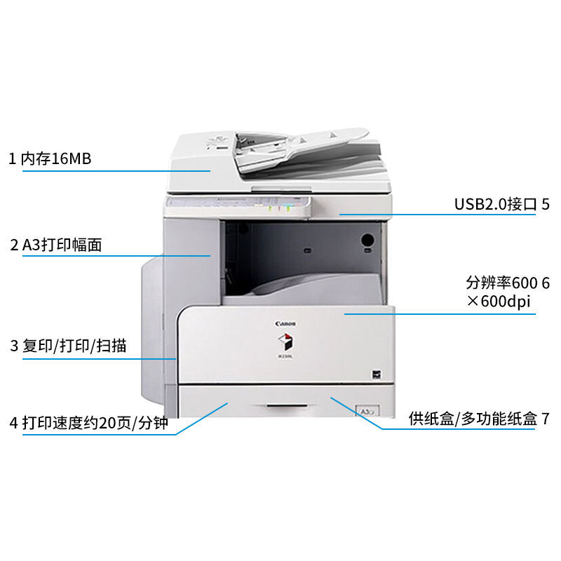 二手 佳能2318/2320黑白A3激光打印机 CAD图纸试卷商用家用 - 图2