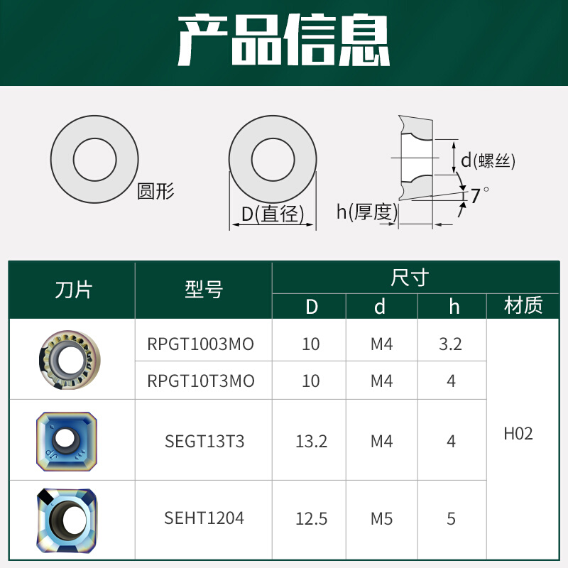 炫彩高光铝用铣刀片APKT1135/R0.2铣铝刀粒apkt 1604/R0.2PVD涂层-图3