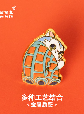 密密主应县木塔塔喵金属徽章胸针
