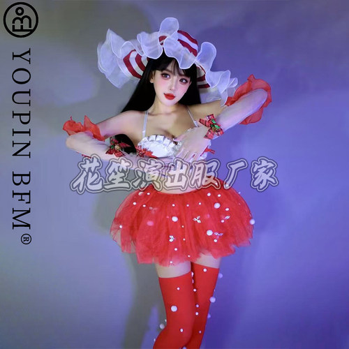 酒吧gogo演出服圣诞节红色性感花边服装裙子夜店舞队B组表演服DS - 图3