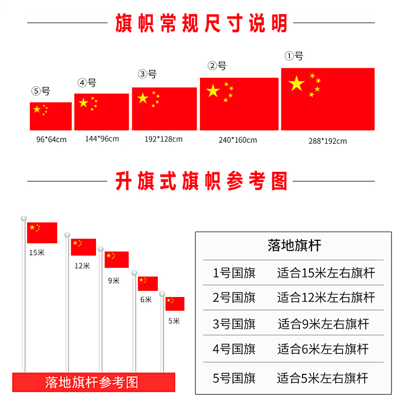 赛兄纳弟双面1号2号3号4号5号标准国旗五星红旗装饰中国串旗手摇旗杆车旗斜插壁挂墙旗定制户外纳米防水旗帜-图1