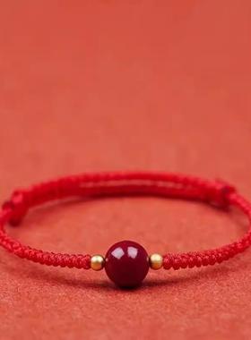 本命年朱砂手链2025蛇年儿童男女童红绳吉祥物佩戴好运编织绳手串