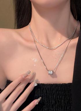 秋冬项链高级感轻奢小众双层精致粗链条钛钢多层圆环衣服装饰链条