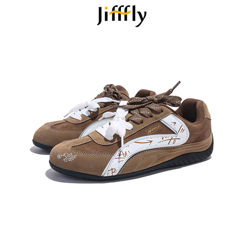 Jifffly苹果红色德训鞋女2026夏季新款复古薄底百搭休闲赛车鞋子 - 图3