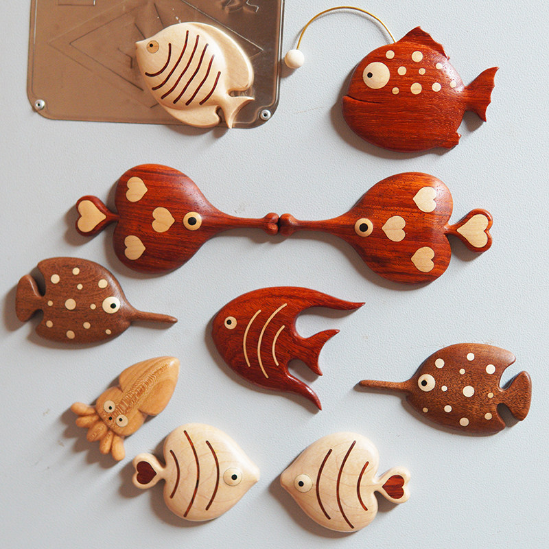 木头恰恰 | 年年有鱼冰箱贴可爱鱼墙面装饰贴安康鱼磁吸贴送礼物,淘宝优惠券,粉丝福利购,淘宝优惠卷