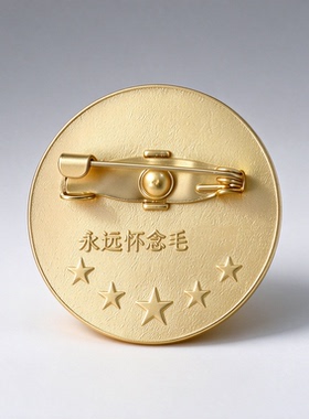 为人民服务纪念章爱国胸针
