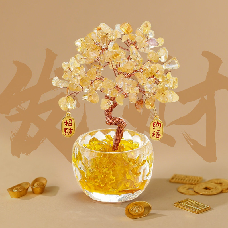 轻奢水晶发财树摆件玄关酒柜电视柜办公室桌面高档装饰品生日礼物,淘宝优惠券,粉丝福利购,淘宝优惠卷