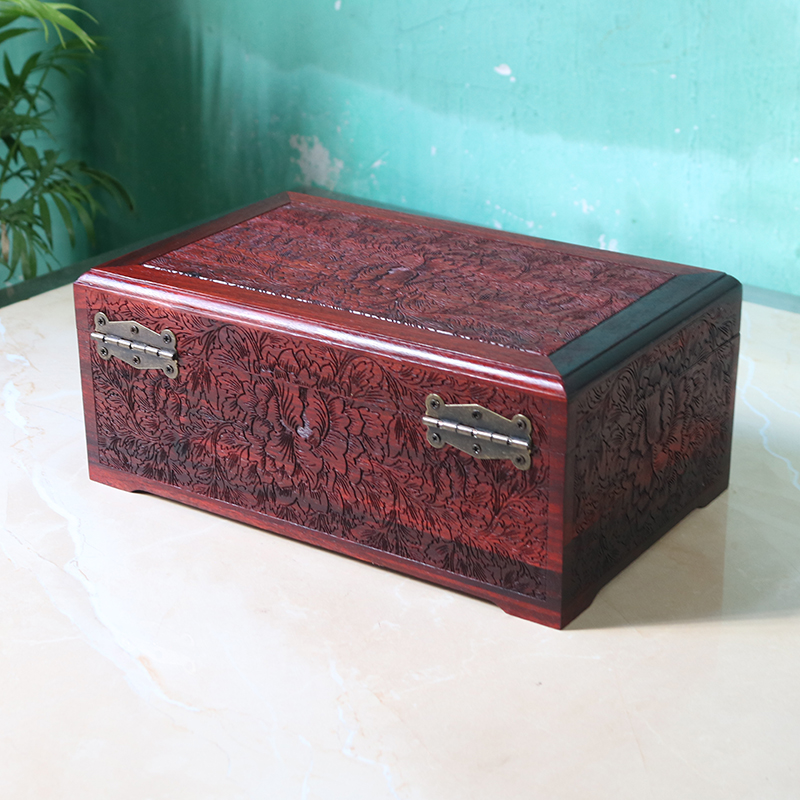 正品红木实木首饰收纳盒木质复古带锁手饰盒结婚中式古典珠宝箱密