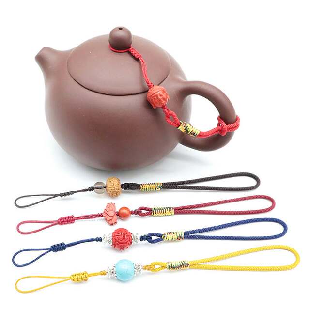 Creative purple sand pot rope hand-woven rope teapot lid anti-slip rope cinnabar pot anti-falling lanyard teapot decoration