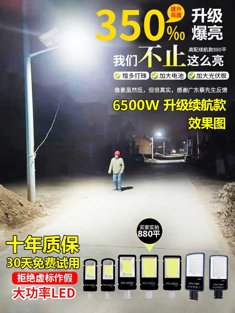 太阳能户外灯庭院灯家用照明超亮壁灯2023新款大功率防水名牌路灯 - 图1