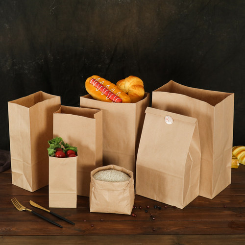 牛皮纸袋方底袋定制烘焙食品加厚外卖包装袋汉堡打包纸袋可订logo-图3