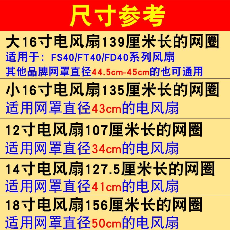 电风扇网箍16寸18寸落地扇网圈壁台扇网罩固定胶条塑料外圈环配件 - 图0