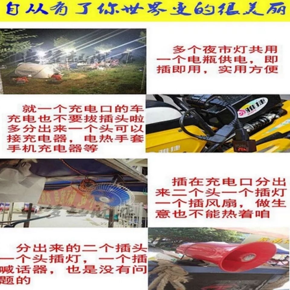 线插头插座一拖二字型一分转换转换电动三轮车电瓶车充电器口品二 - 图2