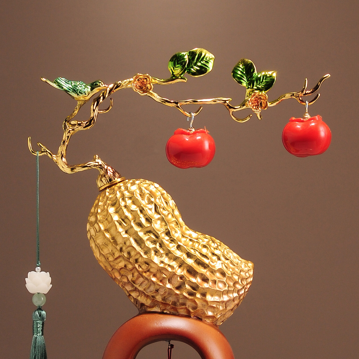 好事花生柿子如意新中式摆件酒柜玄关电视柜高档乔迁新居开业礼物,淘宝优惠券,粉丝福利购,淘宝优惠卷