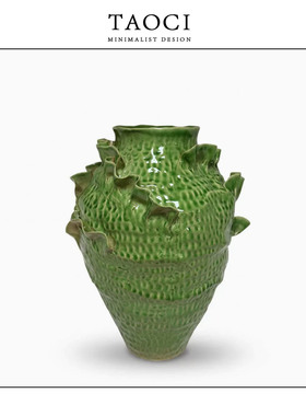 样板间浮雕陶瓷花器艺术软装摆件