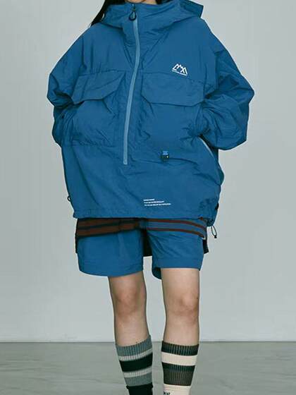 Japanese single comfy japanese outdoor functional waterproof half-zip jacket cmf loose casual hooded pullover jacket