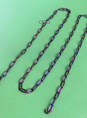 纯钛项链女 4mm细款太阳花压纹 阳极化紫色 不过敏掉色显白锁骨链