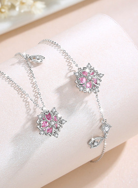 遇见花开樱花纯银925项链女