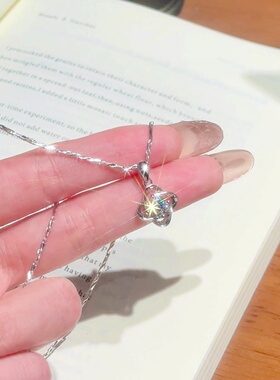 「白玫瑰四叶草」S999纯银项链