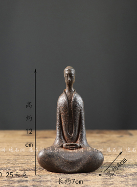 仿古铁器纯铁铸造坐佛像禅意摆件复古民俗怀旧装饰中式古典收藏品