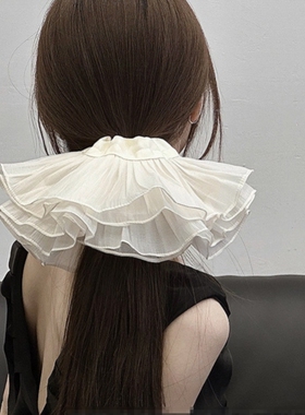 韩系褶皱超大头花发圈双层设计感发绳简约少女感扎头发神器高级感