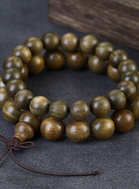 2026天然绿檀木念珠盘玩手串木质男款散珠沉香静心佛珠文玩盘串手