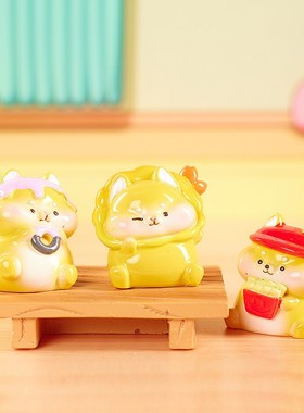 2026学生礼品萌宠小柴犬萌粒公仔盲袋 潮玩树脂小摆件办公桌面装