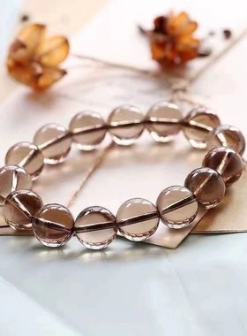 2026天然茶水晶手串 冰种烟晶墨晶手链 水晶手链送礼品水晶饰品送