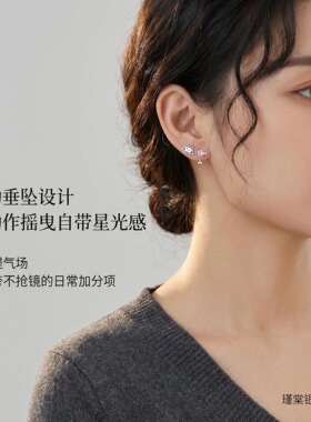 原创999足银猫咪小鱼耳钉甜美