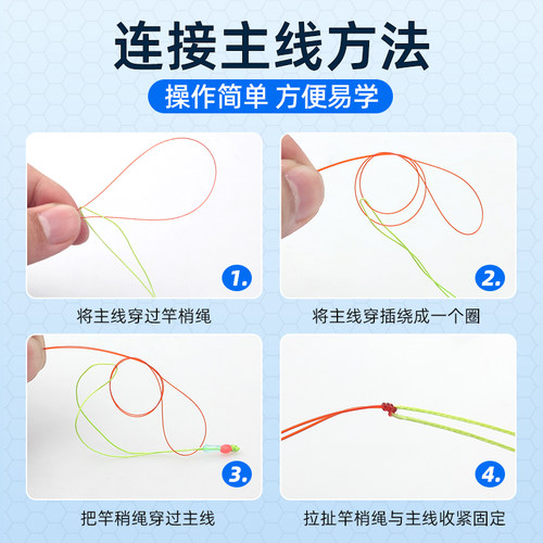 力丸 大力马PE结加固竿稍绳主线组连接头鱼竿杆稍加强结钓鱼配件 - 图2