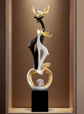 现代简约轻奢对鹿大号摆件