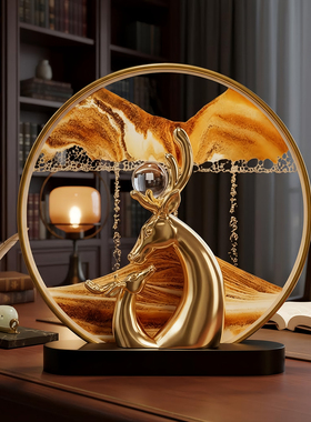 创业现代简约鹿流沙画摆件家居客厅玄关摆设酒柜电视柜办公室装饰