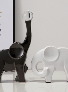 轻奢高档电镀三口大象酒柜摆件