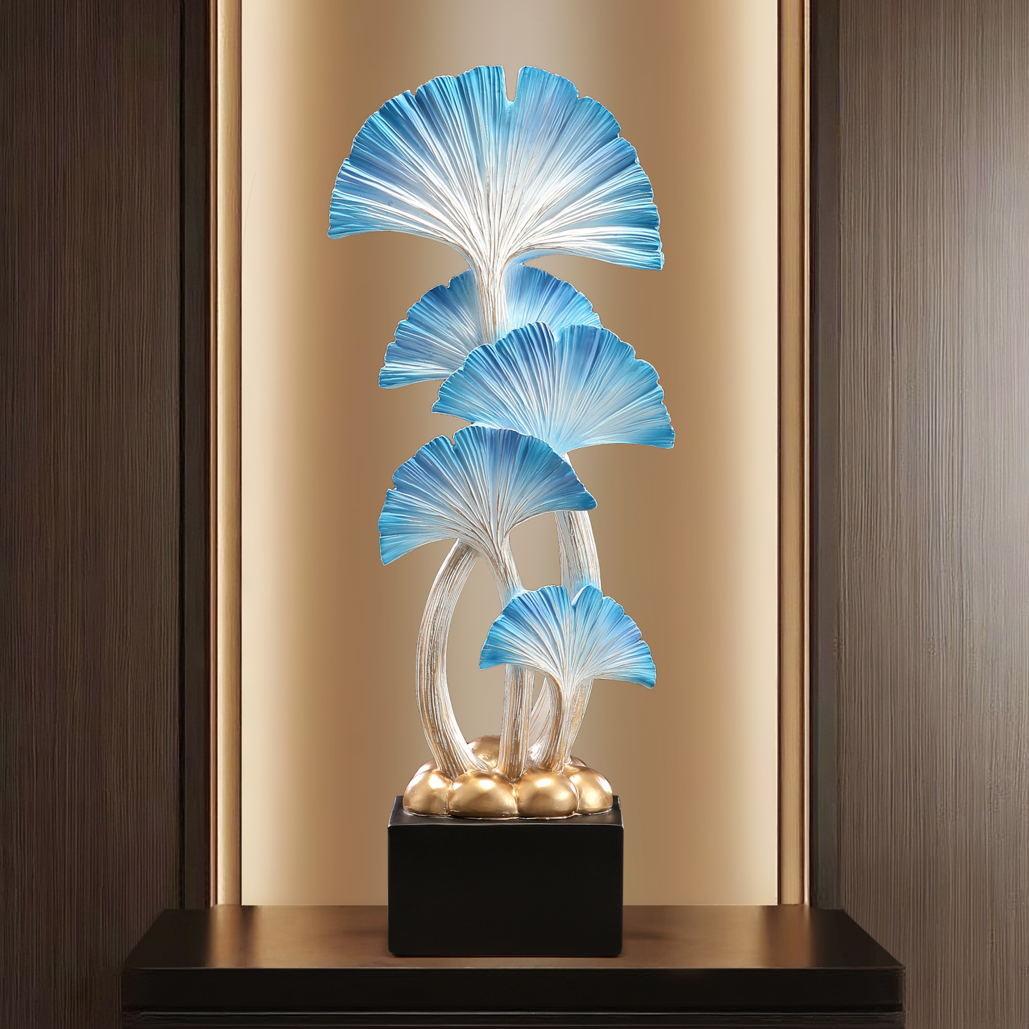 现代轻奢银杏叶装饰大摆件家居客厅玄关入户高级感工艺品开业礼物 - 图1
