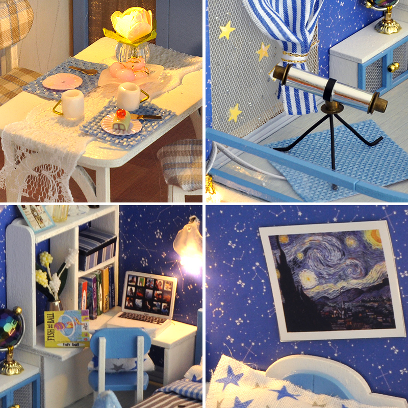 巧之匠diy小屋阁楼梦星空手工拼装房子微缩模型木质玩具生日礼物