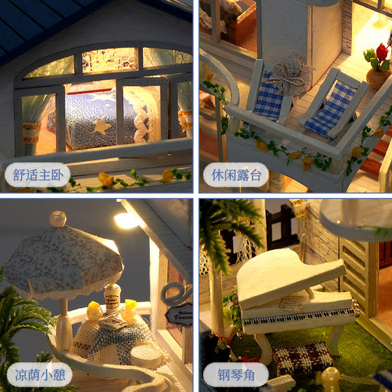 Diy cabin mini villa blue waltz gift