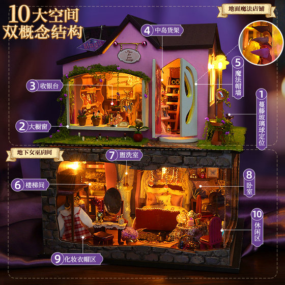 Diy cabin hand-assembled house witch youmeng shop