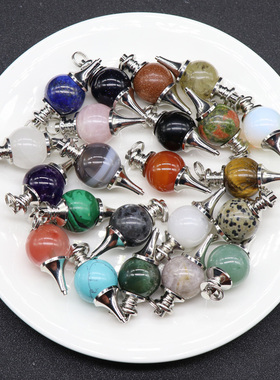 紫水晶白水晶18mm吊坠项链