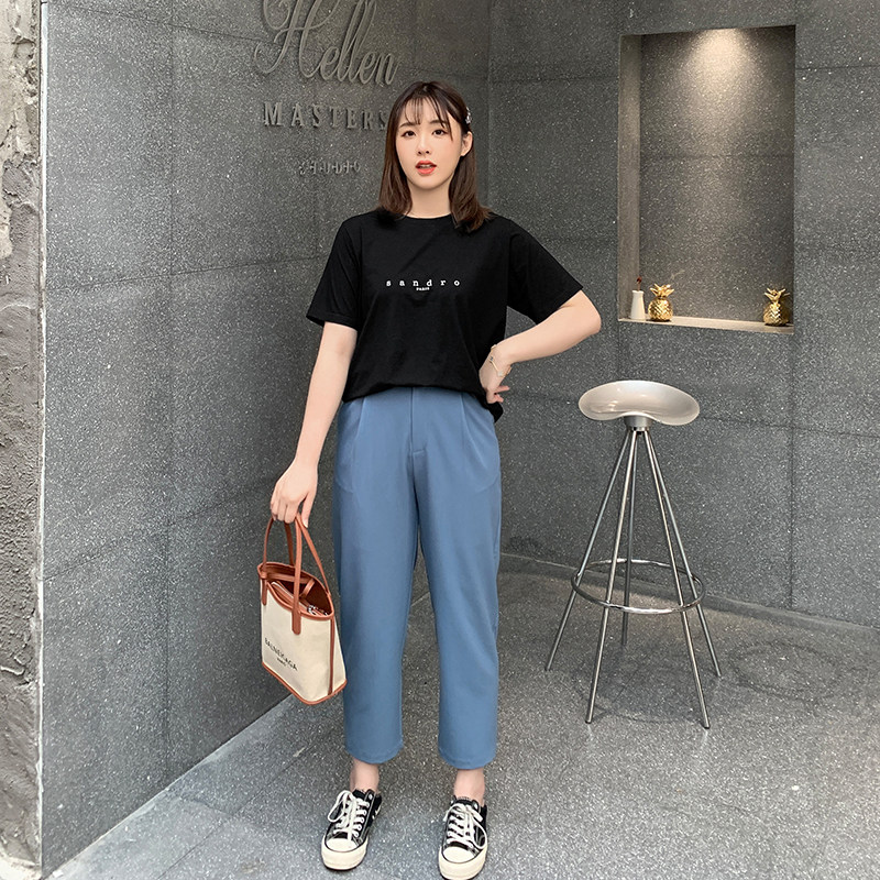 【125斤唐不灵bling】松紧腰夏萝卜裤 唐不灵Bling微胖定制大码女装