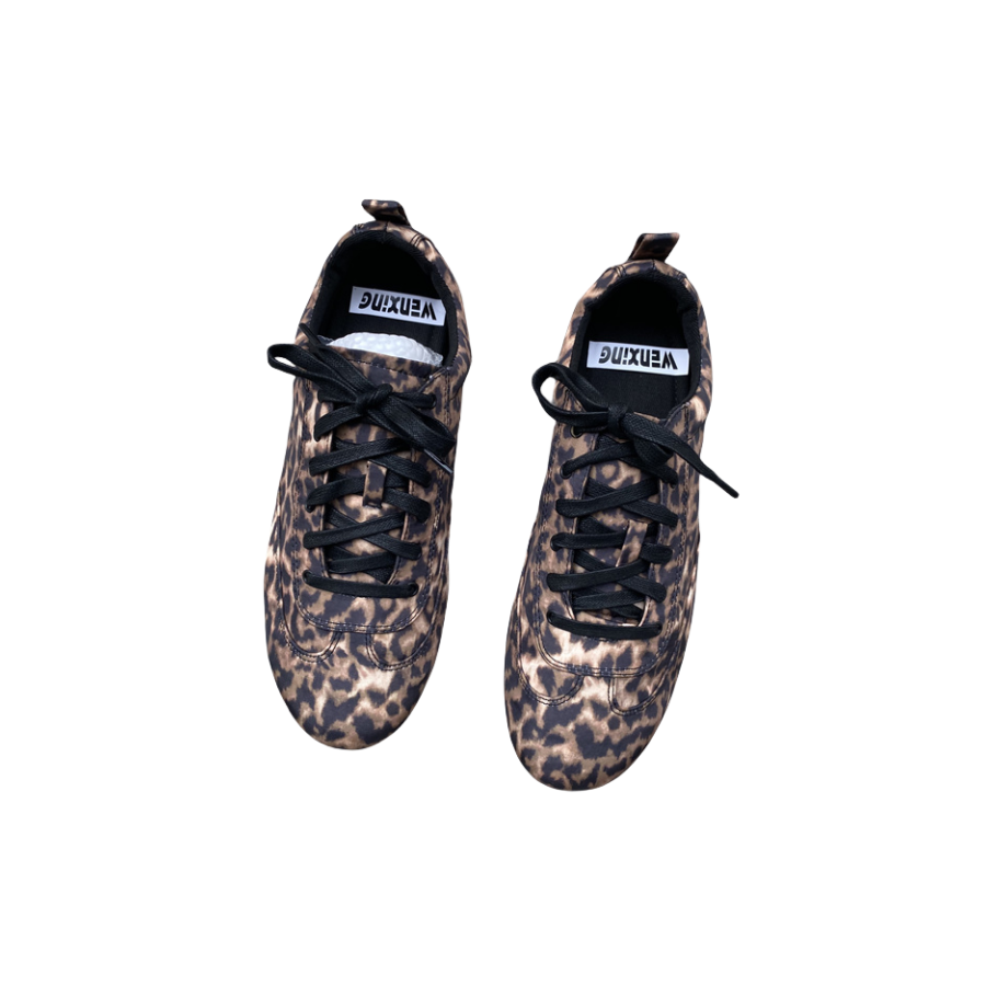 西班牙新品2024秋季野性复古豹纹圆头深口交叉系带休闲平底女单鞋,淘宝优惠券,粉丝福利购,淘宝优惠卷