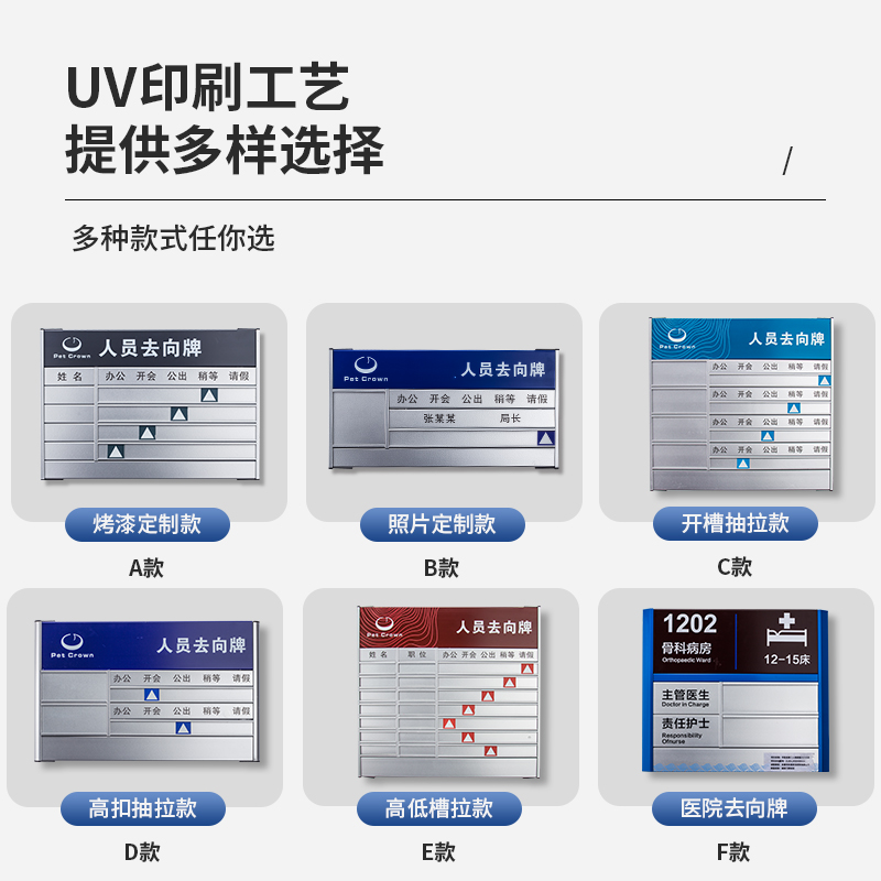 烤漆去向牌铝合金工作人员告知牌办公室在岗位公示栏可更换带照片公司员工宿舍标示牌状态表门牌指示牌定制